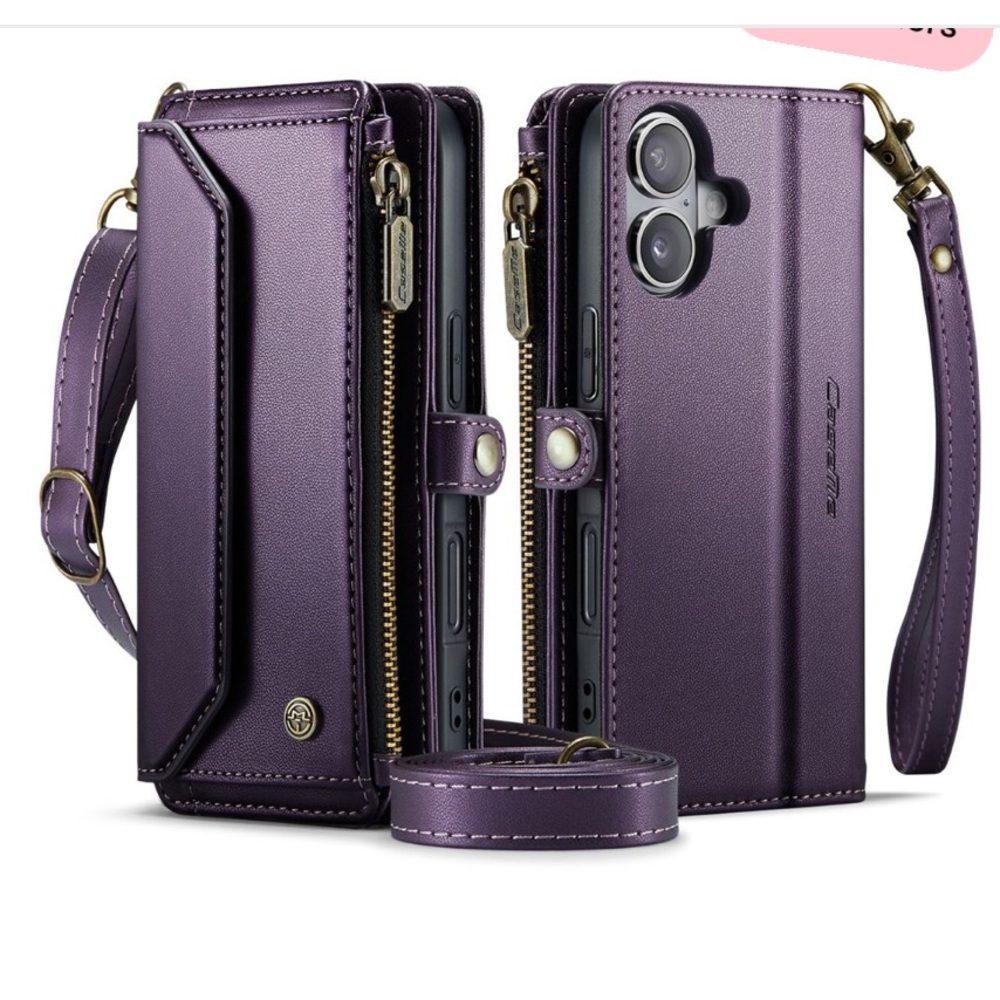 Purple Wallet-Style Phone Case with Detachable Straps